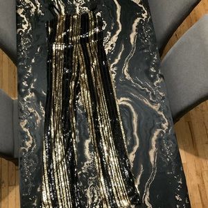 Gold and black sequined kids jumpsuit